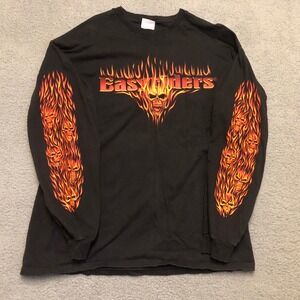 Vintage Easyriders Long Sleeve Shirt Hanes Beefy-T Black Flame Skull XL Biker